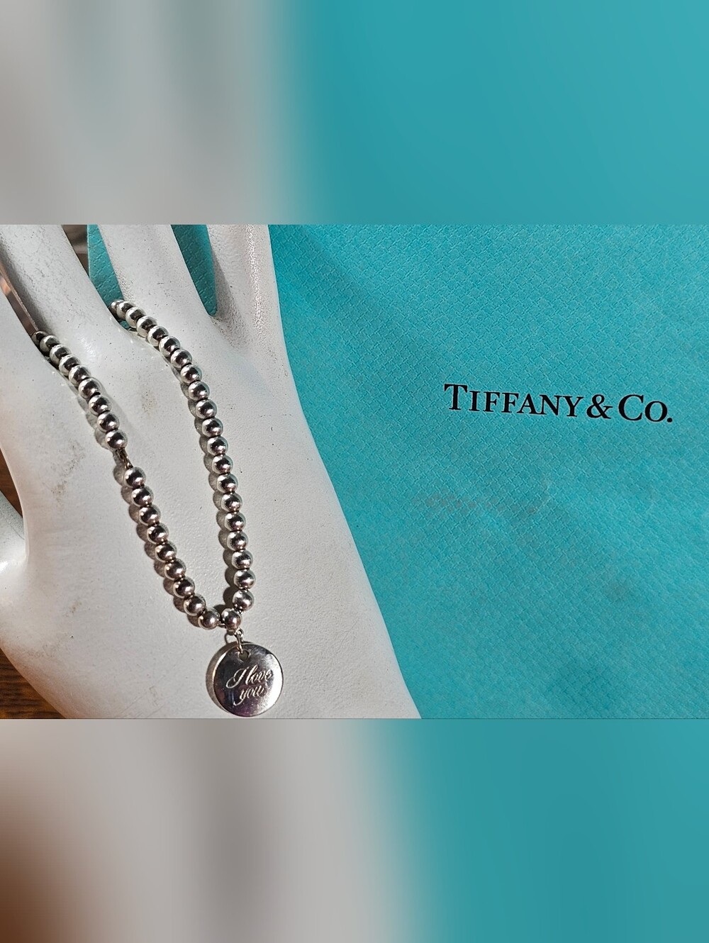 Tiffany Ball Bead Bracelet with I Love You Tag